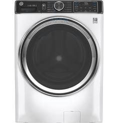 the front load washer is shown in stainless steel and has an automatic dryer