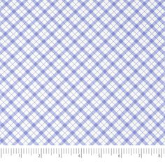 a blue and white checkered fabric with a ruler in front of the image, it is