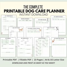 the complete printable dog care planner