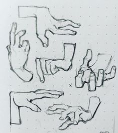 a drawing of hands and feet on a piece of paper