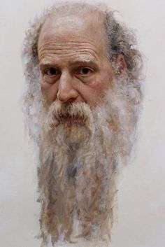 a painting of an old man with white hair and beard