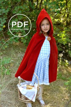 Our children's cape sewing pattern is perfect to complete any number of Halloween and Carnival costumes, or the perfect dress-up accessory for all of their make-believe games! Example shown as the crowing piece for Little Red Riding Hood, but add in color variations and the possibilities are endless! Digital sewing pattern available for instant download. No physical pattern or finished product will be shipped with purchase of this item. PDF FILES INCLUDE: Pattern pieces and instructions written Cape Sewing Pattern, Halloween Costume Sewing Patterns, Cape Sewing, Kids Witch Costume, Girls Pdf Sewing Patterns, Sibling Costume, Cape Pattern Sewing, Penguin Costume, Dress Up Halloween