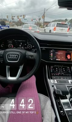 the interior of an audi car is shown in this image