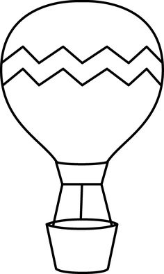 a hot air balloon with chevroned lines on the top and bottom, in black and white