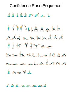 an image of a woman doing yoga poses in different positions on the white background with text that reads, confunce pose sequence