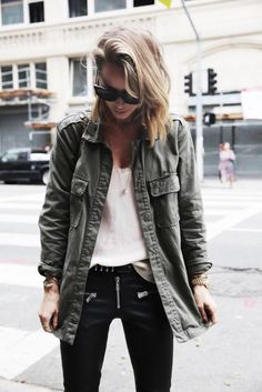 Insta Outfits, Looks Street Style, Green Jacket, Outfits Casuales, Jacket Outfits, Autumn Winter Fashion, Black Pants, Casual Style