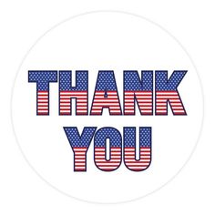 the words thank you written in american flag colors