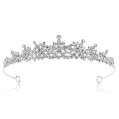 PRICES MAY VARY. This crystal tiaras and crowns fits for women, girls, brides and bridemaids. Quite simple but pretty flower and small design. Material: Made of high quality clear rhinestones in silver-plated metal setting, eco-friendly. Color: Silver and clear Size: Approximately 2.5cm=1 inch in height, 14cm=5 1/2inches in diameter, fits for adults and teenagers Appropriate height make it stay on top well. Loops at each end of the tiara for extra security. Sparkling headpiece, ideal for wedding Tiara Headband, Silver Crown Hair Accessory For Party, Elegant Silver Crown For Wedding, Silver Wedding Crown With Pinched Shape, Silver Princess Crown With Pinched Shape, Elegant Silver Crown With Rhinestones, Bridal Crown Tiara, Crystal Crown Wedding, Birthday Tiara