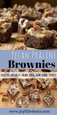 pecan praline brownies with glaze and grain free low carb tims