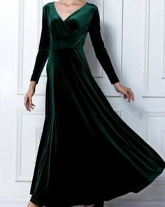 Best Deal Friday - BestDealFriday Velvet Plus Size, V Neck Party Dress, Long Sleeve Ball Gowns, Plain Maxi Dress, Green Velvet Dress, Velvet Dresses, Dress Women Elegant, Ball Gown Dresses, Party Dress Long