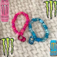 Stuff To Make Out Of Monster Cans, 4 Matching Bracelets, Kandi Matching Bracelets, Kandi Inspo Single, Emo Bracelet Ideas, Emo Kandi Bracelets, Scene Bracelets Ideas, How To Make Kandi Bracelets, Bracelet Ideas Matching