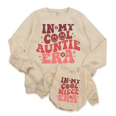 Cool Auntie & Niece Outfits: Personalized family apparel. Auntie And Niece, Aunt And Niece, Gifts For Aunt, Long Sleeve And Shorts, Long Romper, I Cool, Family Outfits, Long Sleeve Romper, Personalized Family