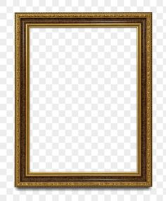 an empty gold frame on a white background