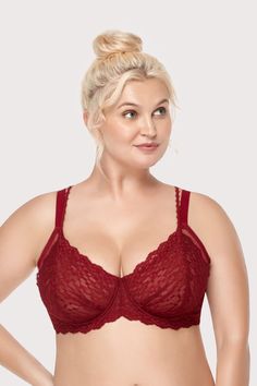 Double straps red bra Pretty Bras, Red Bra, Light Coral, Full Coverage Bra, Plus Size Bra, Everyday Bra, Bra Straps