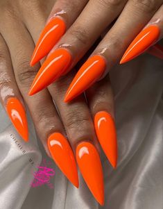 Orange Pointy Nails, Diablo Immortal, Neon Orange Nails, Princess Nails, Usa Nails, Wine Nails, Gel Nail Polish Colors