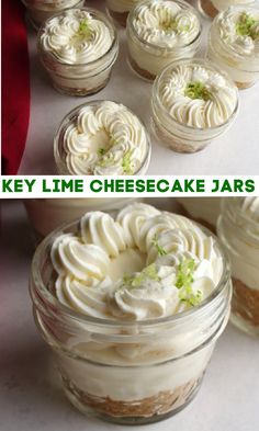 there are many desserts in small glass jars