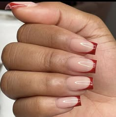 Christmas Acrylics Square, White Christmas Nails Square, Interesting French Nails, Xmas Nails Square, Red Frenchies, Bday Nails, Nagellack Trends, Wow Nails, Stunning Nails