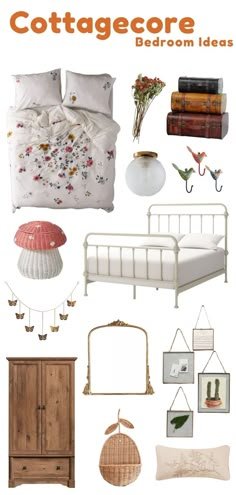 a collage of different items that include bedding, pillows and other things to decorate