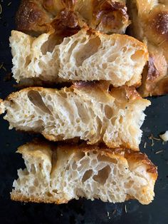 several pieces of bread sitting next to each other