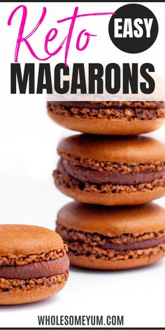 Sugar Free Keto Macarons Recipe Keto Macaroons, Low Carb Keto Desserts, Macarons Recipe, Ketogenic Desserts, Sugar Free Baking, Wholesome Yum, Thm Desserts, Macaroon Recipes