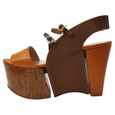 Leather and textile Honey and mink colors Heel height cm 11 (4,33 inches) Plateau cm 6 (2,36 inches) Good conditions, some signs on plateau Mink Colour, Shoes Brown, Buckle Sandals, Wedge Sandal, Wedge Heels, Wedge Sandals, Heel Height, Fendi, Wedges