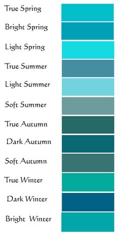 the shades of blue and green are shown in this color chart, which shows different shades