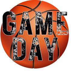 a basketball with the words game day written on it in grungy letters and an image of a basketball