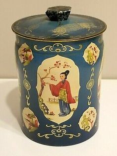 Collectible Vintage Asian Tea Tin George W Horner & Co. | eBay Vintage Tea Tins, Asian Tea, Tin Art, Tea Tins, Vintage Suits, Thrift Finds, Vintage Tea, Decorative Jars, Art Reference