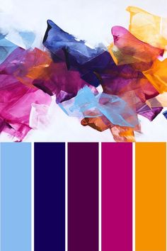 an abstract painting with different shades of purple and orange