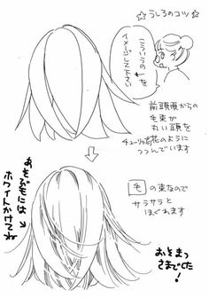 an anime character's hair and head with the words written in japanese on it