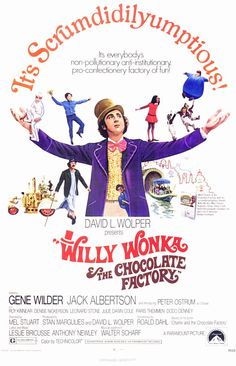 a movie poster for the film's starring role as willy wonkes and his chocolate factory