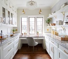 the kitchen is clean and ready to be used as a home office or work space