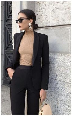 Winter Business Outfits, Classy Yet Trendy, Professional Attire, Interview Outfit, Black Suit, Pretty Style, Looks Chic