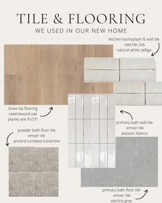 tile and flooring is shown with instructions for the different types of tiles in it