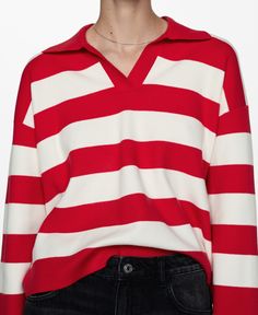 in stock Polo Sweaters Women, Red Fits, Easy Trendy Outfits, Bold Stripes, Polo Sweater, Polo Neck, Designer Clothes For Men, Toddler Girl Outfits, Ribbed Sweater