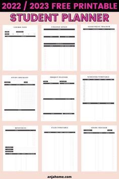 the free printable student planner for students