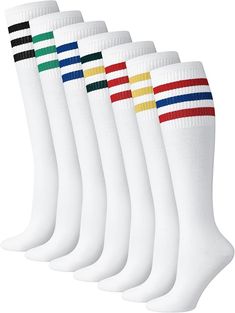 Amazon.com: Breathffy 7 Pairs Retro Striped Tube Socks White Over the Calf Tube Socks Men Knee High Striped Athletic Socks for Men,Size 10-13, Multicolor : Clothing, Shoes & Jewelry Striped Tube Socks, Socks Men, Socks For Men, Tube Socks, Athletic Socks, Mens Socks, Shoes Jewelry, Knee High, Shoe Jewelry