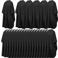 six pieces of black clothing with ruffles on them