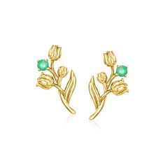 Ross-Simons - .10ct t. w. Emerald Lily of the Valley Flower Earrings in 14kt Yellow Gold. RS Pure. Modern designs that complete your outfit and complement your personality. Something sweet for your minimalist collection, these dainty 14kt yellow gold lily of the valley flower earrings sparkle with .10 ct. t. w. round emeralds. Perfect for May birthdays! Post/clutch, emerald lily of the valley flower earrings. Emerald birthstones are the perfect gift for May birthdays. Lily Of The Valley Flowers, Emerald Birthstone, Valley Flowers, Earrings Emerald, Casual Nails, Sparkle Earrings, Emerald Earrings, Emerald Stone, Crystal Drop Earrings