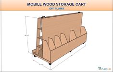 the mobile wood storage cart is shown with measurements for each compartment and its contents labeled