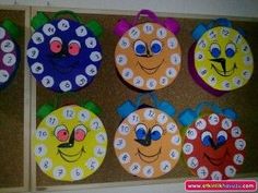 some paper plates with faces on them and numbers in the middle one is for each