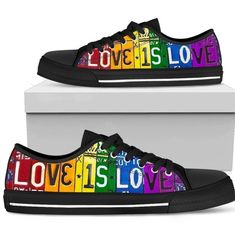 Love Is Love LGBT Pride Women's Sneakers Low Top Shoes-Gear Wanta Womens Tennis Shoes, Low Top Shoes, Timeless Classic Style, Love Black, Womens Tennis, Sneakers For Women, Love Is Love, Low Top Sneakers, Lgbt Pride