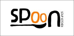 the logo for spoon soup kitchen, which is designed to look like an orange and black spoon