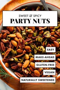 sweet and spicy party nuts in a bowl