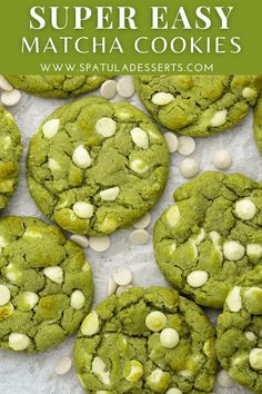 Tasty Matcha Cookies Matcha Cream Cheese Cookies, Matcha Cookies Recipe, Strawberry Cream Cheese Cookies, White Chocolate Matcha, Strawberry Cheesecake Cookies, Green Tea Cookies, Easy Strawberry Cheesecake, Chocolate Chip Pecan Cookies, Pumpkin Cookie Recipe