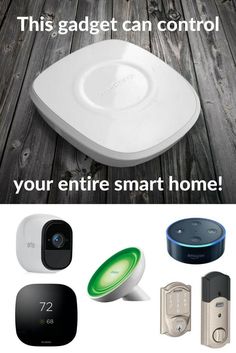 an advertisement for the samsung smart home security system, with text that reads this gadget can control your entire smart home