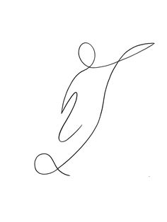 a single line drawing of a person throwing a frisbee