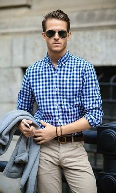 Herren Style, Checkered Shirt, Mens Chinos, Mens Fashion Suits, Business Casual Men, Business Dresses, Mens Fashion Summer, Business Casual Outfits