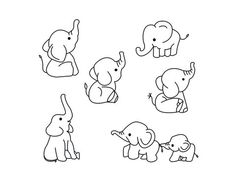 an elephant and its babies are depicted in this drawing