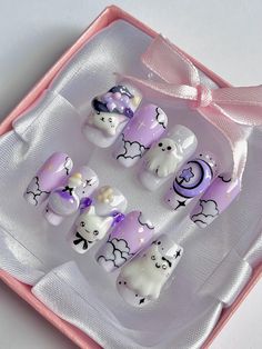 Magical Witch & Ghost Neko Cat Gel Press-On Nails Reusable for more than 10 times. Product Inclusions: 🤍10 pcs nails (20 pcs not available) 🤍Nail adhesive tabs 🤍Nail stick 🤍Alcohol pads Features: 🤍Customizable size (Important: Ensure you measure your nails properly before ordering, as we are not accountable for incorrect sizing provided by customers.) 🤍Choose your own nail shape to fit your personality 🤍Coated with high-quality products 🤍Unique designs All products are handmade with love Cat Ghost Nails, Cat Moon Nails, Cute Cat Nails, Kawaii Long Sleeve Top With Cat Design, Halloween Fake Nails, Cat Press On Nails, Kuromi Press On Nails, Nails Ghost, Ongles Halloween